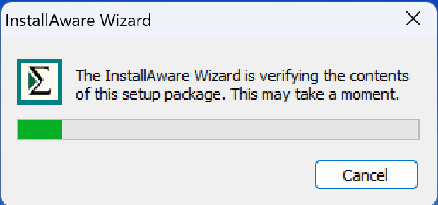 InstallAware 向导正在校验安装包内容