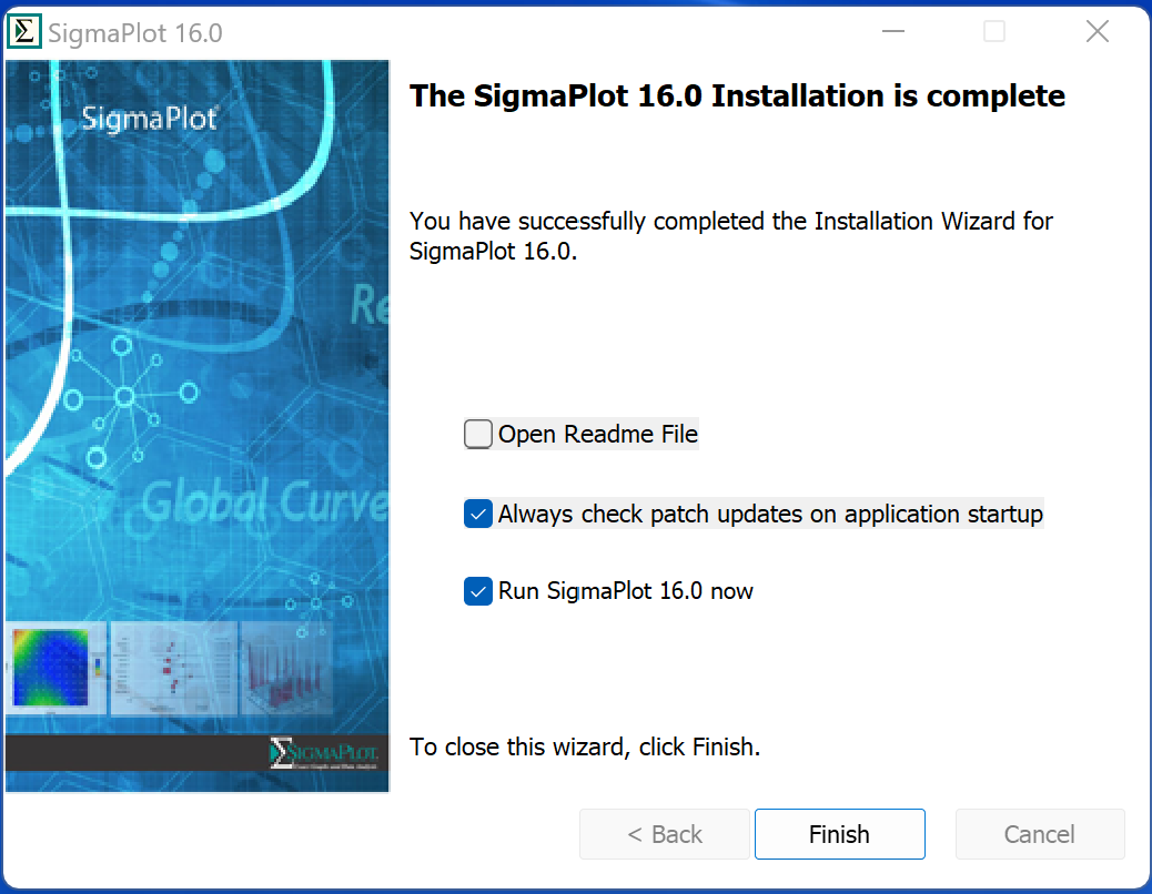 SigmaPlot 16 安装完成界面